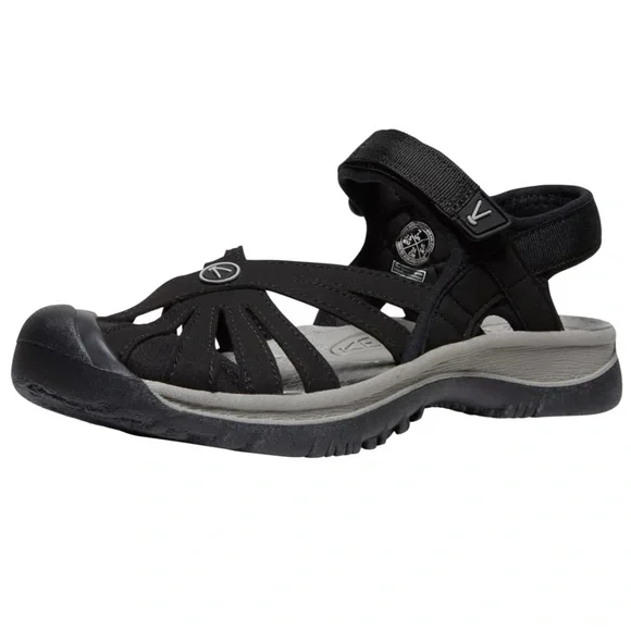 KEEN Women's Rose Sandals in Black/Neutral Gray - Picture 2 of 12